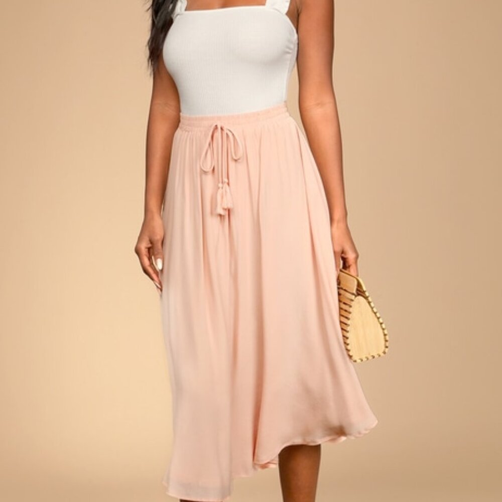Lulus Regatta Blush Pink Tassel Midi Skirt - Size S